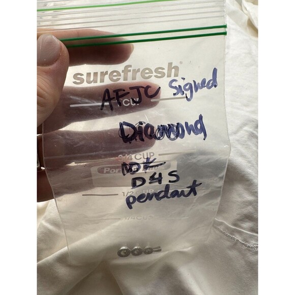 Vintage Diamond 10K White Gold Pendant Signed AFJC Triple Circle Jewelry - Picture 6 of 6